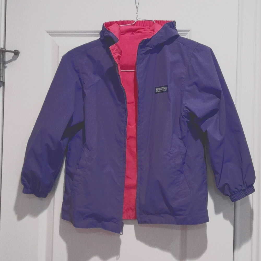 Lovely purple-pink reversible girls wind breaker, Lands End, small